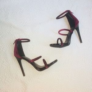 Shoe Republic LA Women Heels 7.5 Wine Red Velvet